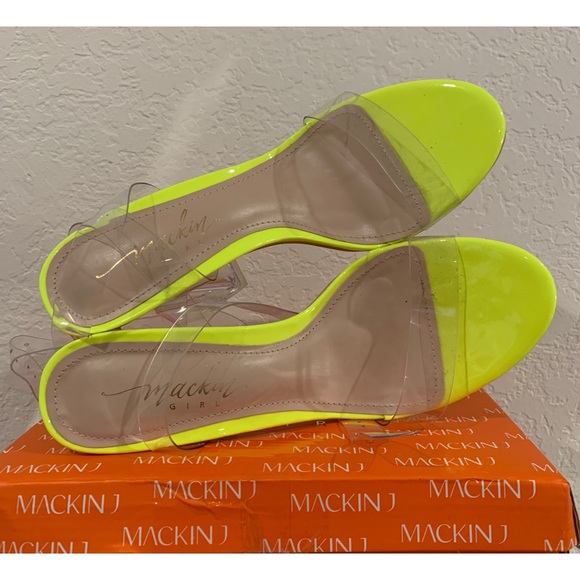 Mackin Girl Neon & Lucite Ankle Wrap Square Heel - Picture 6 of 10